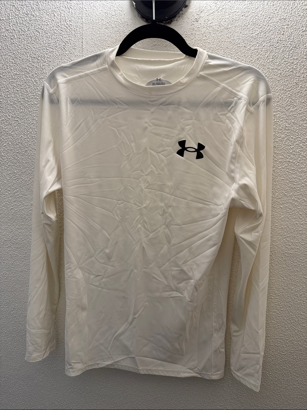 Under Armour White Long Sleeve Athletic Tee with Black Logo